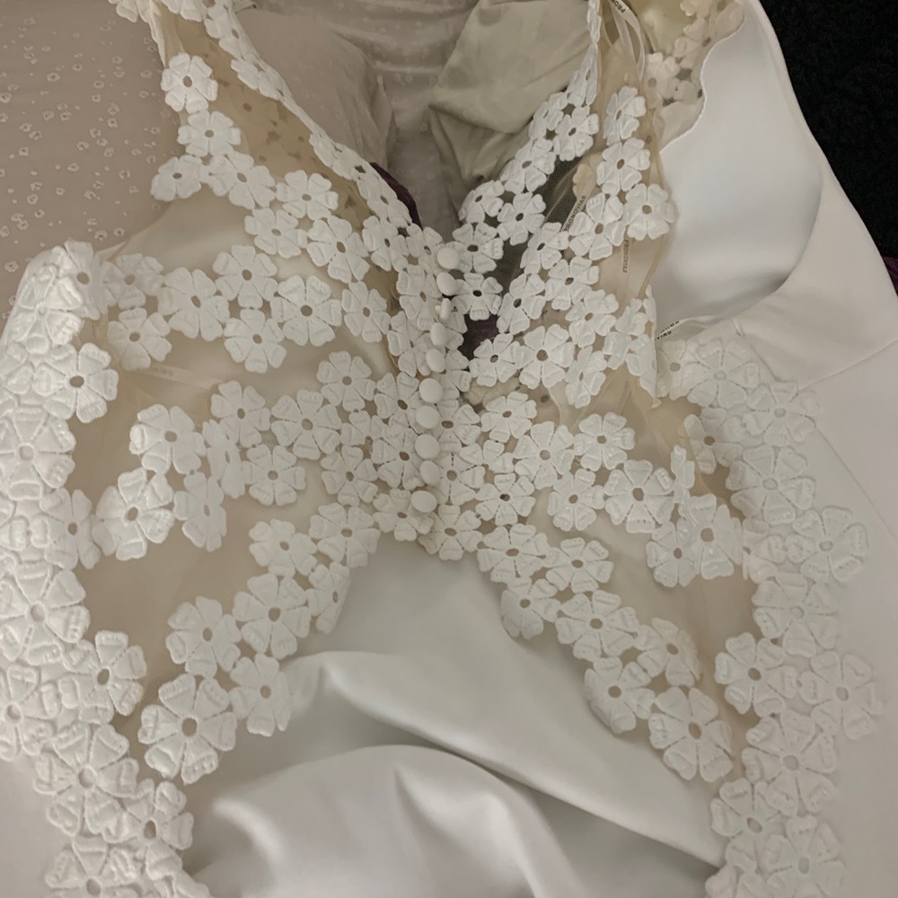 Pronovias Manon Wedding Dress Size 12 – Floral Back, V-Neck, Train - Picture 9 of 16